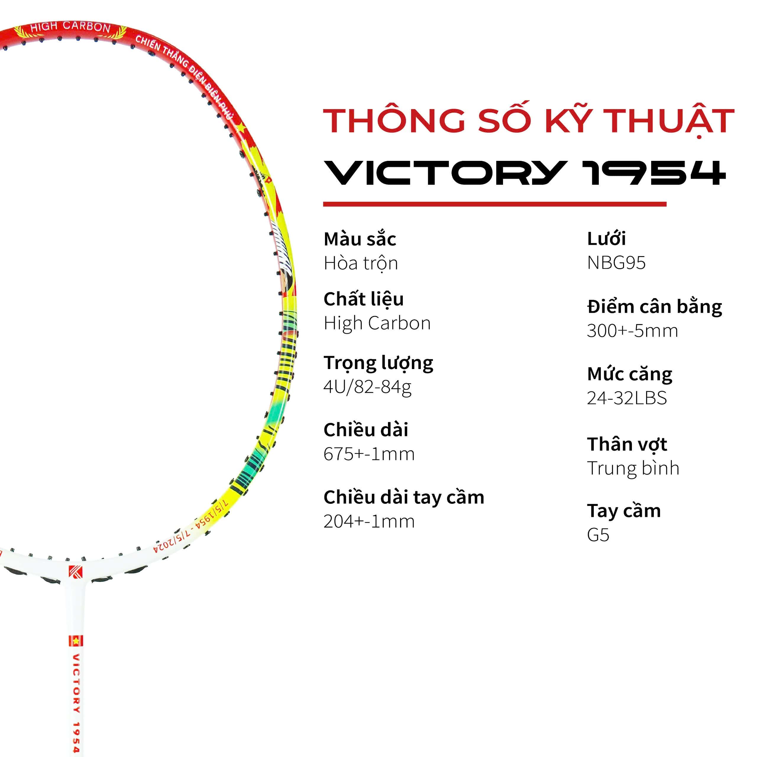 Vợt cầu lông Kuno Victory 1954 Cây Vợt Thiên Công, Phiên Bản Kỷ Niệm, Lấy Ý Tưởng Từ Chiến Thắng Điện Biên Phủ Lừng Lẫy Năm Châu Chấn Động Địa Cầu