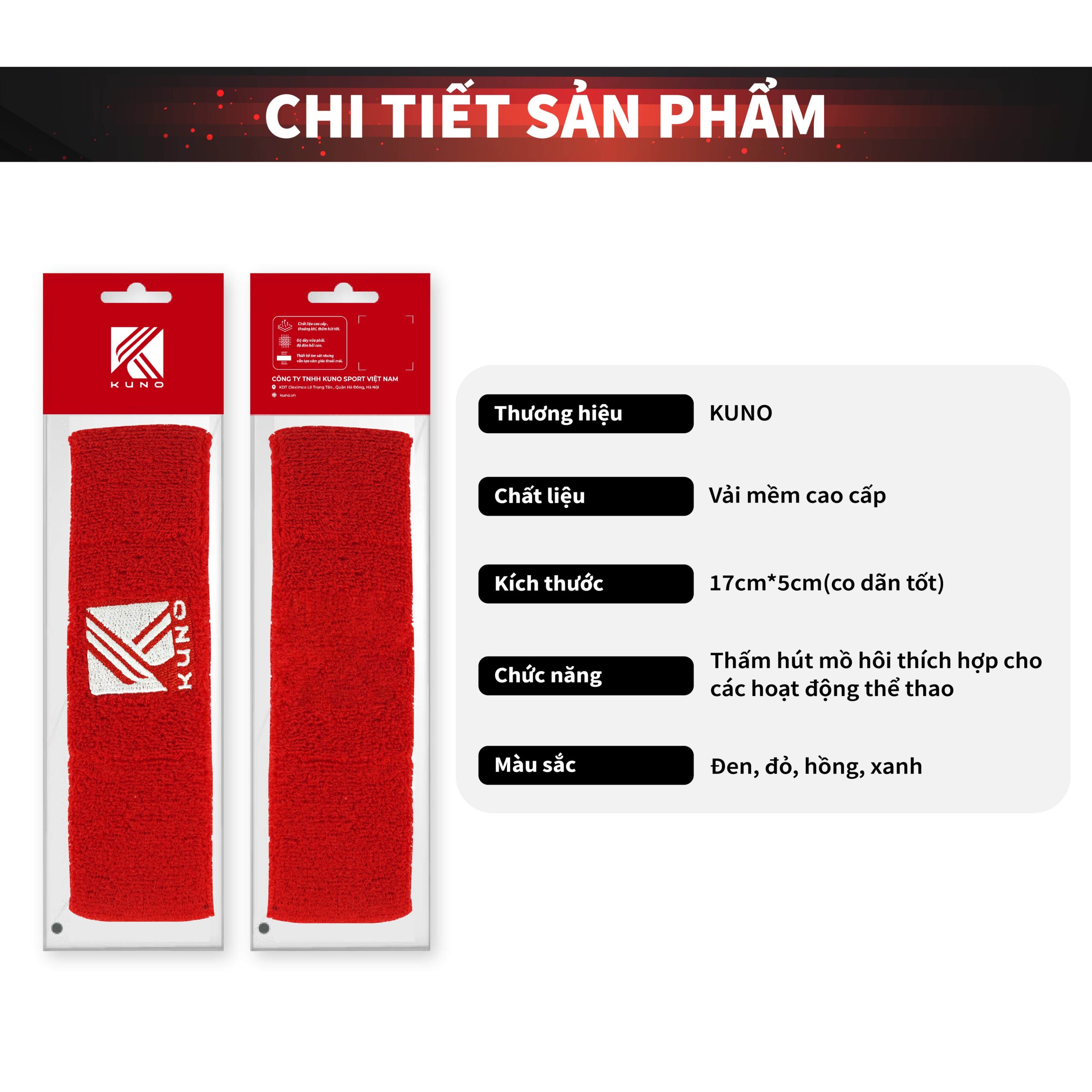 Băng Đô Thể Thao KUNO Chất Liệu Cotton Nam Nữ Băng Đô Đeo Trán Thấm Hút Mồ Hôi