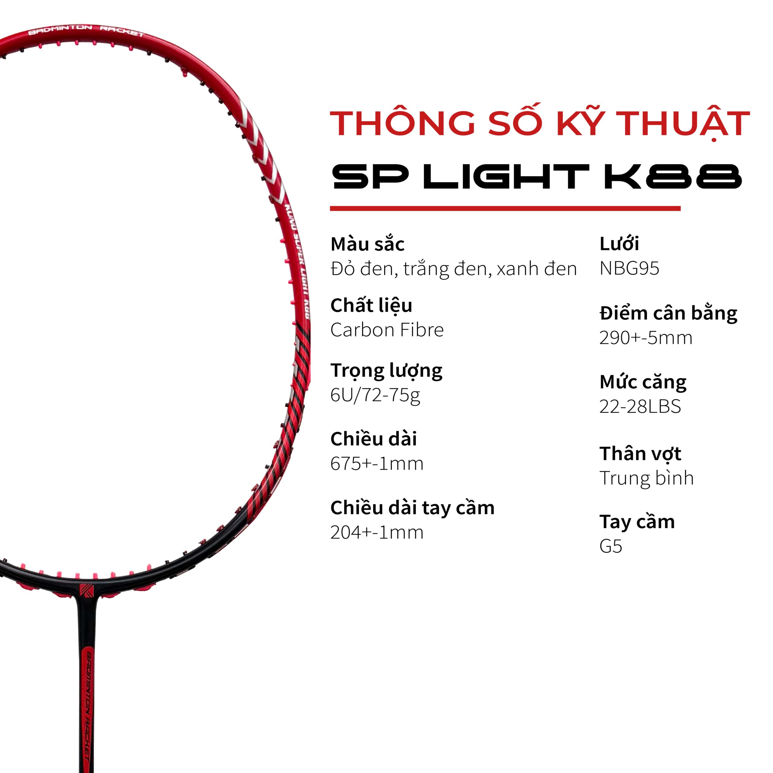 Vợt Cầu Lông Kuno Super Light K88 Thiết Kế Siêu Nhẹ Dành Cho Người Mới Chơi