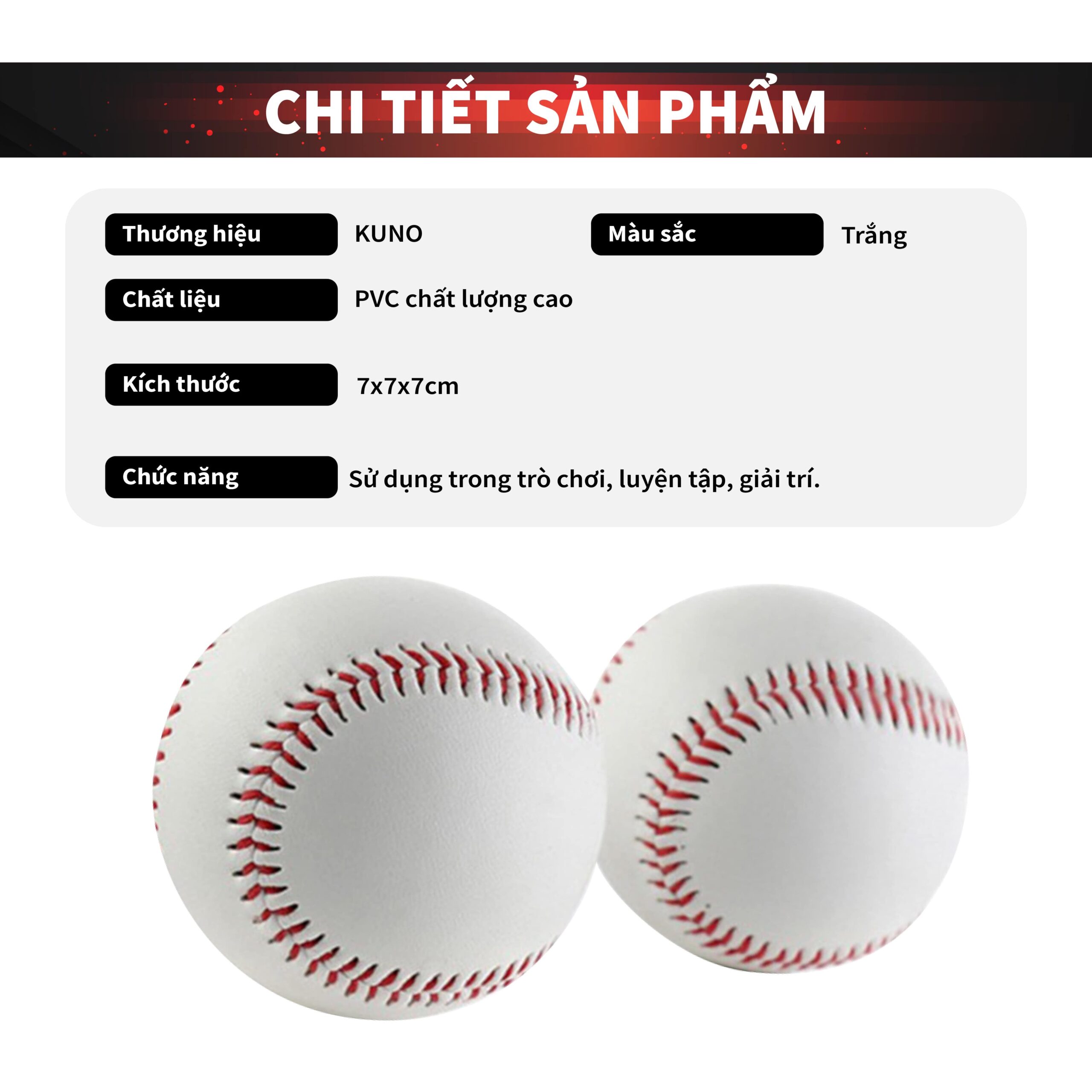 Quả Bóng Chày KUNO Loại Da Cứng Và Da Mềm, Chất Liệu Da Cao Cấp Đường May Tỉ Mỉ Sắc Nét