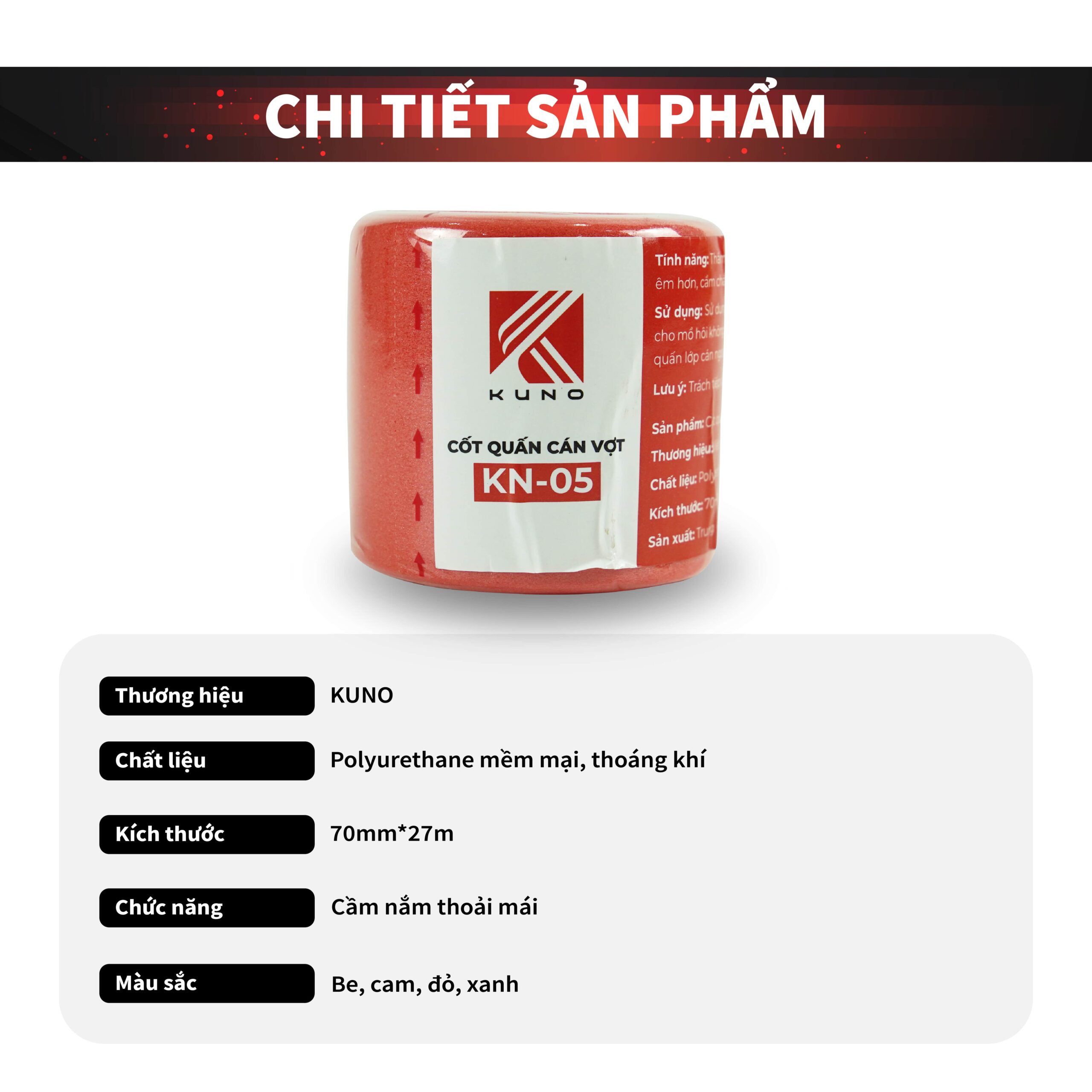 Quấn Cốt Vợt Cầu Lông Kuno, Loại To Chiều Dài 27m