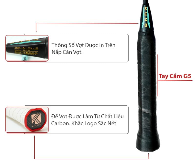 Vợt Cầu Lông KUNO SPEED K502 Vợt Tấn Công Công Nghệ Hyper Power Chất Liệu Sợi Carbon Fibre Cao Cấp Trọng Lượng 4U 82G