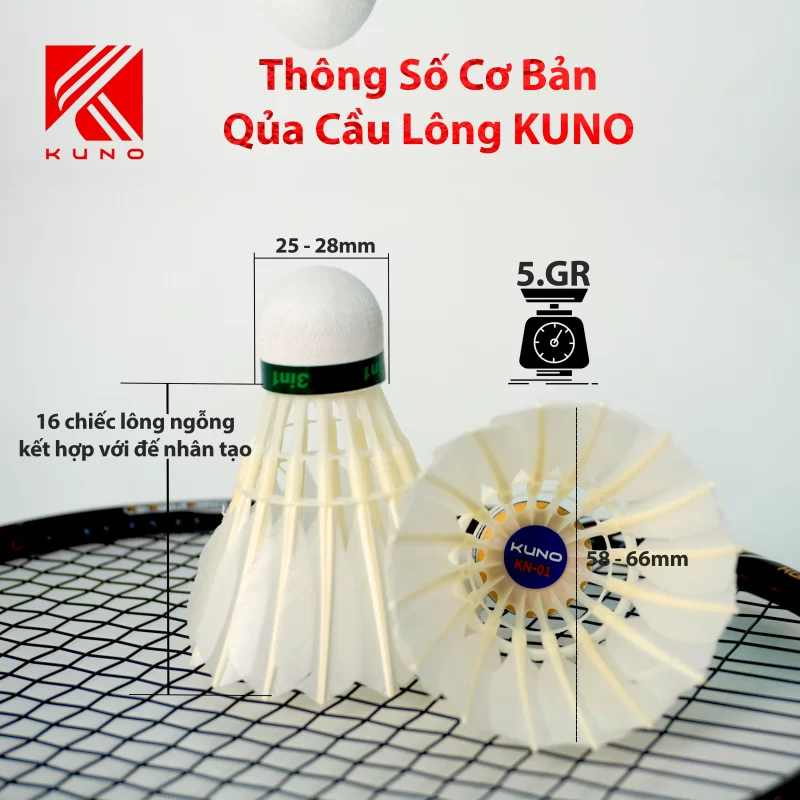 Hộp Cầu Lông KUNO Bán Nhân Tạo 3IN1 Siêu Bền, Hộp 12 Qủa