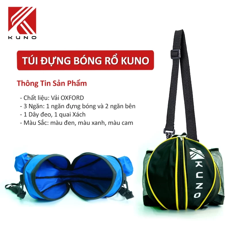 Túi Đựng Bóng Rổ KUNO, Túi Bảo Vệ Đựng Bóng Có Thể Gấp Gọn Tiện Dụng, Thiết Kế Quai Đeo Thời Trang