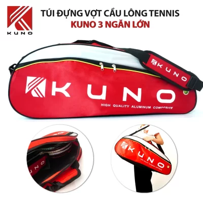 Túi Đựng Vợt Cầu Lông, Tennis KUNO 3 Ngăn Sức Chứa Lớn 1 Quai Sách Đường Nét Bền Đẹp