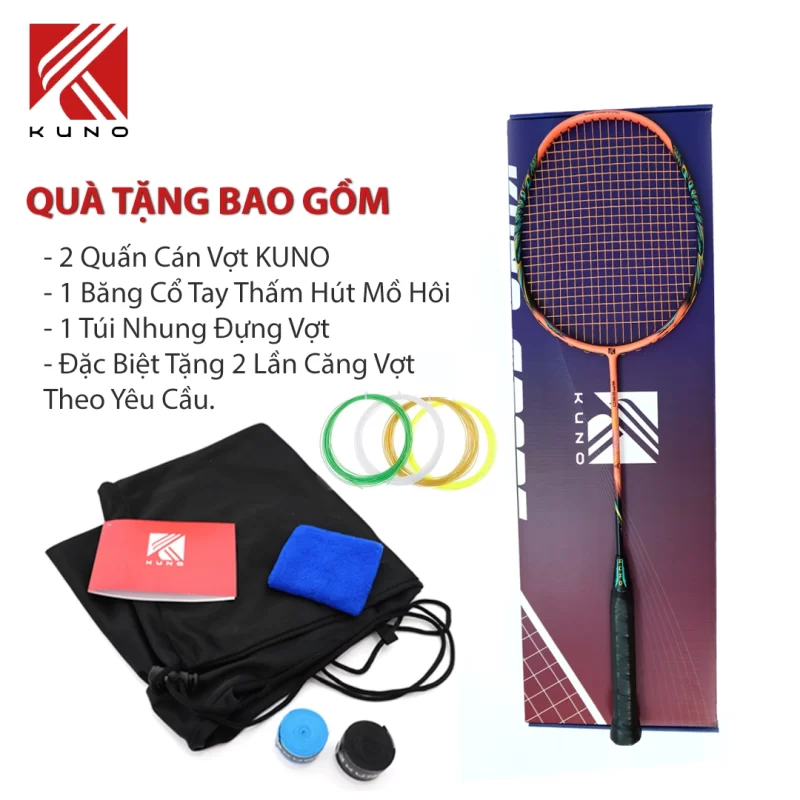 Vợt Cầu Lông KUNO SPEED K502 Vợt Tấn Công Công Nghệ Hyper Power Chất Liệu Sợi Carbon Fibre Cao Cấp Trọng Lượng 4U 82G