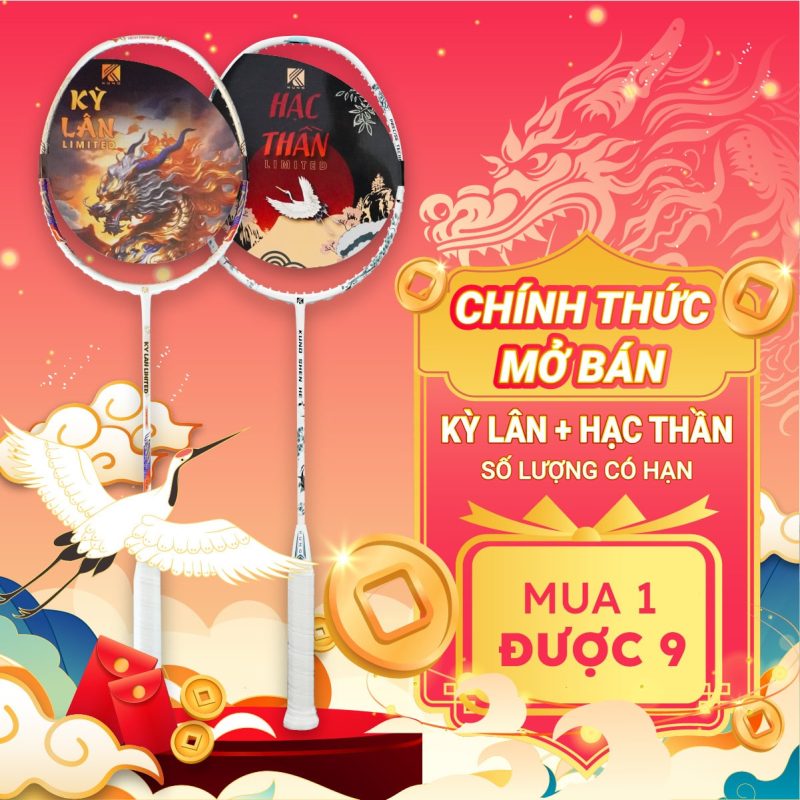 Combo 2 Cây Vợt Cầu Lông KUNO HẠC THẦN VÀ KUNO KÌ LÂN LIMITED Trọng Lượng 4U , Chuyên Tấn Công Phiên Bản Giới Hạn