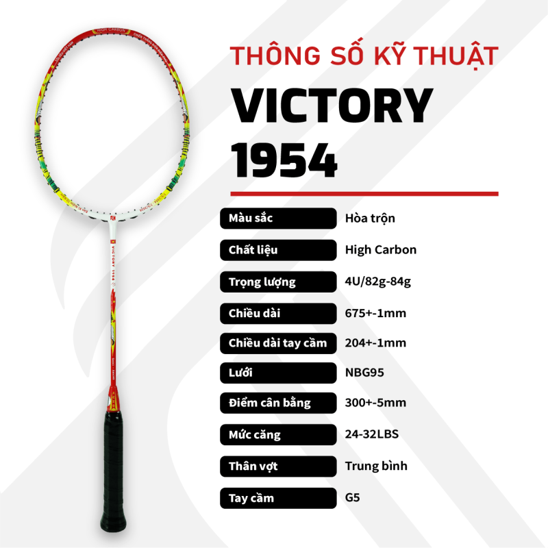 Vợt cầu lông KUNO VICTORY 1954 cây vợt thiên công, phiên bản kỷ niệm, lấy ý tưởng từ chiến thắng Điện Biên Phủ lừng lẫy năm châu chấn động địa cầu