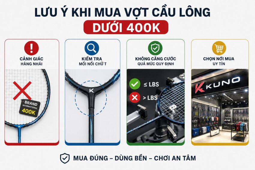Lưu ý cần biết khi mua vợt cầu lông giá rẻ dưới 400K