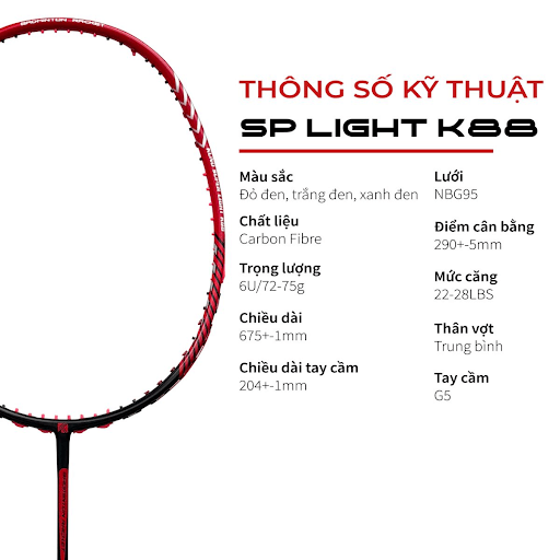 Vợt Cầu Lông KUNO Super Light K88 – Siêu nhẹ, dễ điều khiển