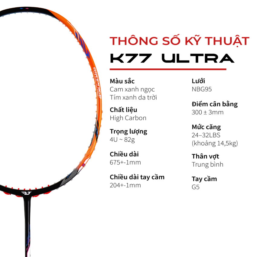 Vợt cầu lông KUNO K77 ULTRA chính hãng