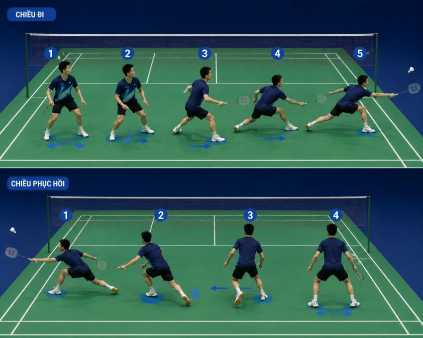kỹ thuật di chuyển 4 góc sân