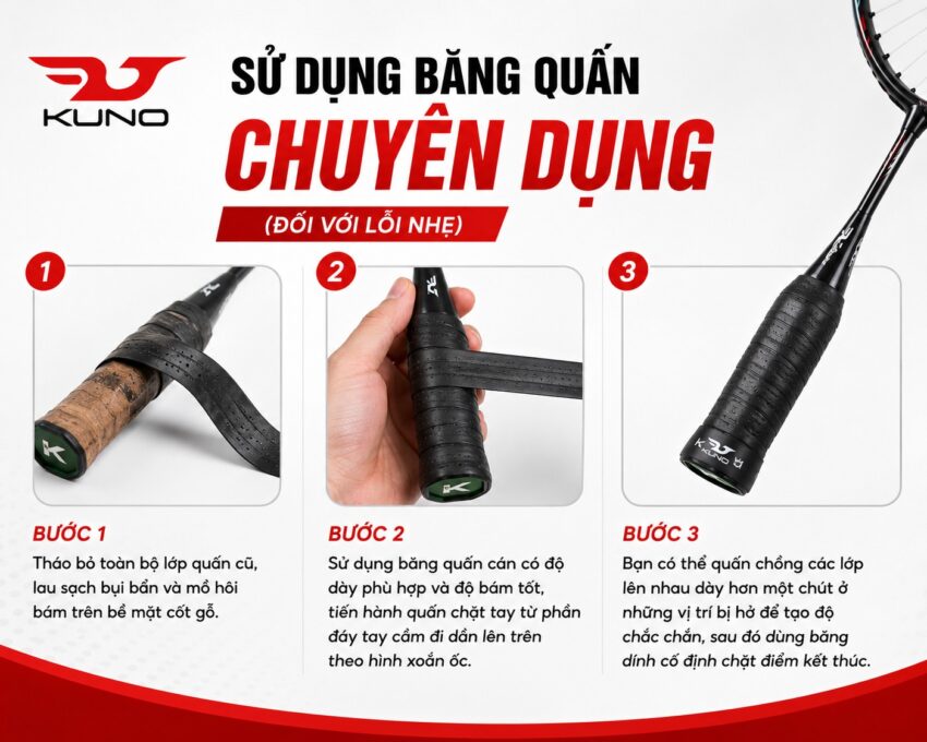 vợt cầu lông bị lỏng cán