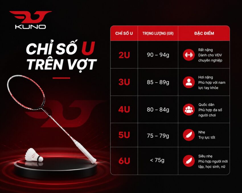 Chỉ số U trên vợt cầu lông là gì?