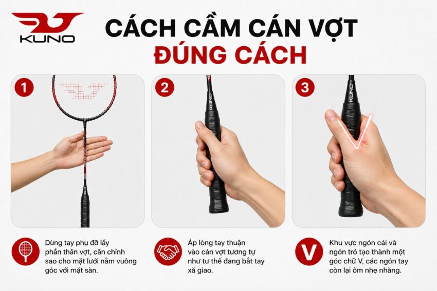 Cách cầm cán vợt đúng cách